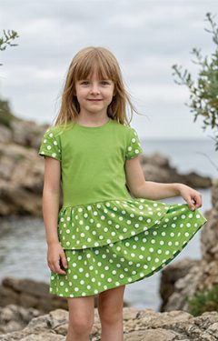 Vestido criança estampado com duplo franzido Sevillana